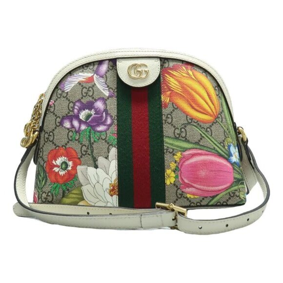 GUCCI Ophidia Dome Brown Flora Canvas Shoulder Bag 1189-061925 - Picture 1 of 12